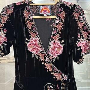 Johnny was velvet wrap dress